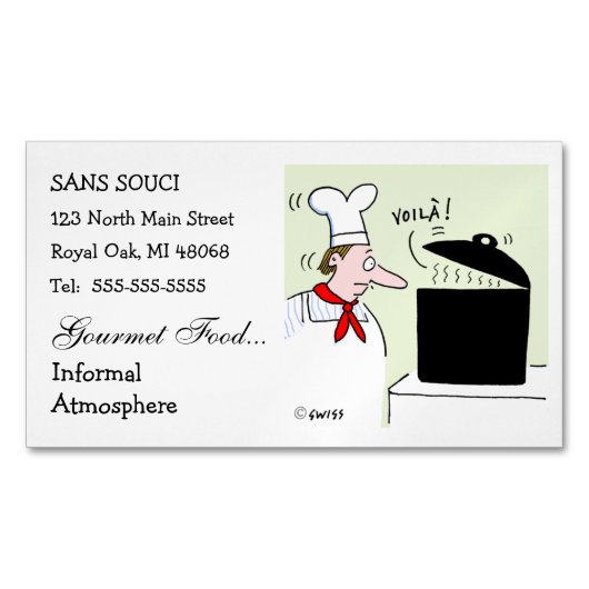 Chef Cartoon Schattige Funny Restaurant Catering Magnetisch Visitekaartje (Voorkant)