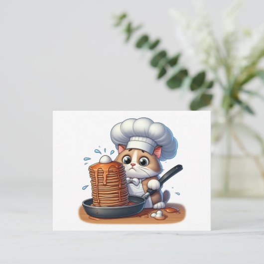 Chef cat briefkaart (Staand voorkant)