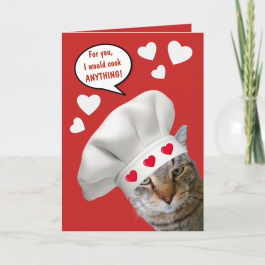 Chef Cat Funny Valentijnsdag Feestdagen Kaart (Voorkant)