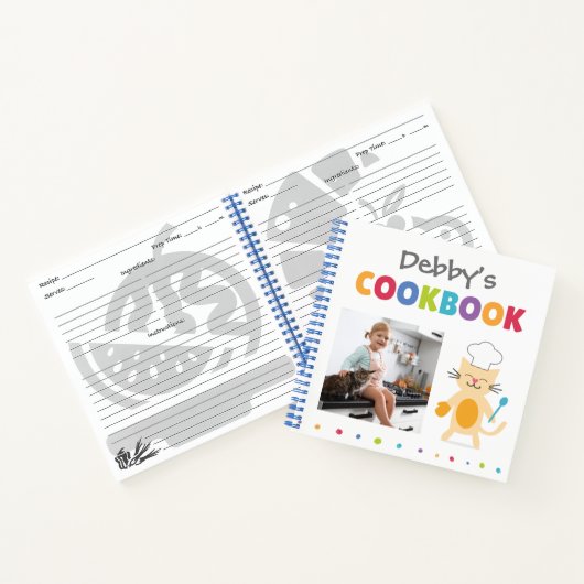 Chef Cat Personalized Kinder Cookbook (Foto toevoe Notitieboek (Binnen)