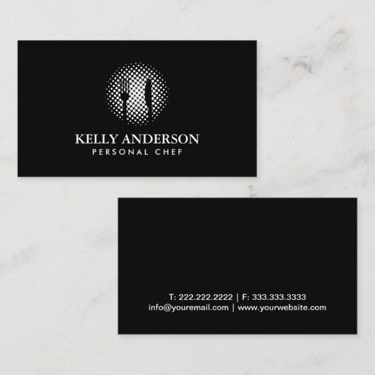 Chef Catering Bakery Plain Black Visitekaartje (Voorkant / Achterkant)