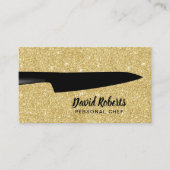 Chef Catering Black Knife Gold Glitter Visitekaartje (Voorkant)