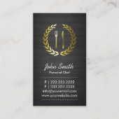 Chef Catering Classy Wood Gold Logo Visitekaartje (Voorkant)