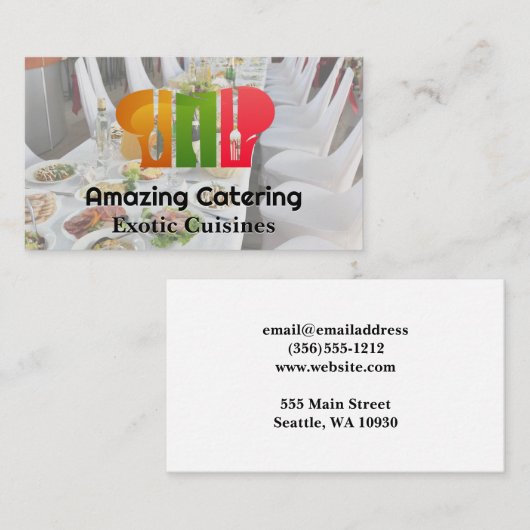 Chef Catering Logo | Feestelijke Setting Visitekaartje (Voorkant / Achterkant)