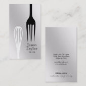 Chef Catering Restaurant Bake Vork Whisk Grijs Visitekaartje (Voorkant / Achterkant)