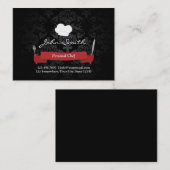 Chef Catering Restaurant Elegant Black Damask Visitekaartje (Voorkant / Achterkant)