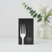 Chef Catering Restaurant Food Fork Logo Chalkboard Visitekaartje (Staand voorkant)