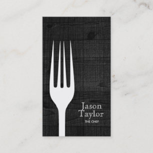 Chef Catering Restaurant Food Fork Logo Wood Visitekaartje