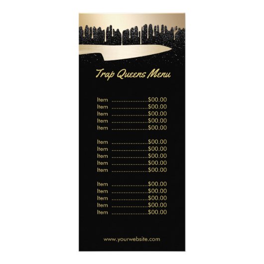 Chef Catering Restaurant Modern Black & Gold Menu (Voorkant)