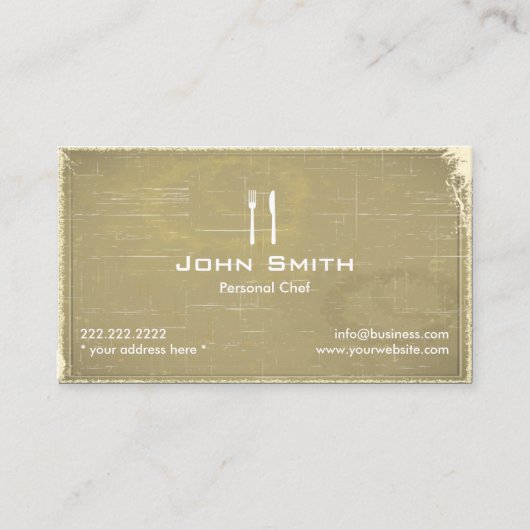 Chef Catering Restaurant  oud papier Visitekaartje (Voorkant)