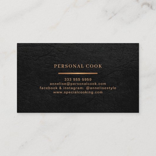 Chef catering restaurant professioneel goud zwart visitekaartje (Achterkant)
