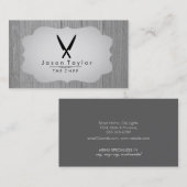 Chef Catering Retro Crossed Knife Wood Grey Visitekaartje (Voorkant / Achterkant)