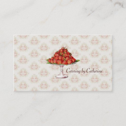 Chef Catering Strawberries  Roze Business Visitekaartje (Voorkant)
