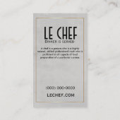 Chef, catering voor Visitekaartje uit restaurants (Achterkant)