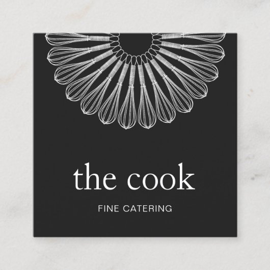 Chef Catering White Whisk Black Vierkante Visitekaartje (Voorkant)