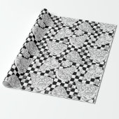 Chef Checkerboard Zwart Wit Pizza Patroon Cadeaupapier (Uitgerold)