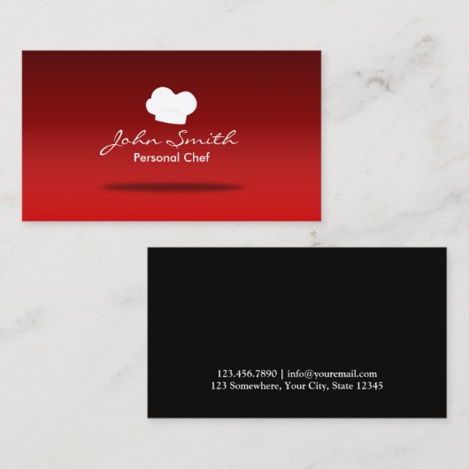 Chef Chef Chef Backery Plain Red Visitekaartje (Voorkant / Achterkant)