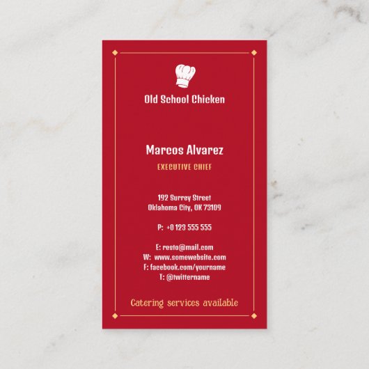 Chef | Chef Restaurant Visitekaartje (Achterkant)