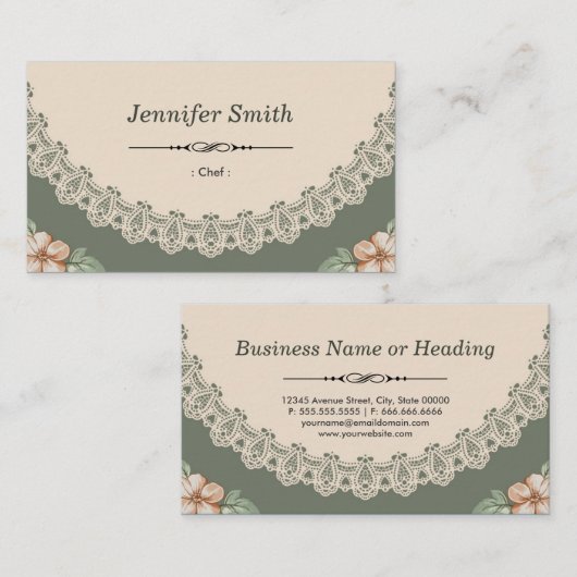 Chef -  Chic Floral Visitekaartje (Voorkant / Achterkant)