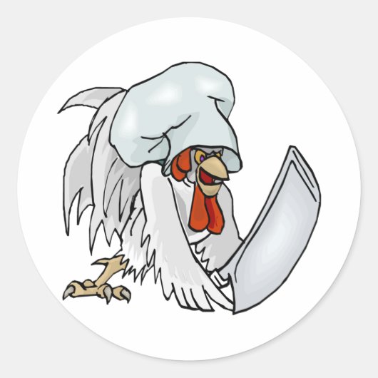 Chef Chicken Ronde Sticker (Voorkant)