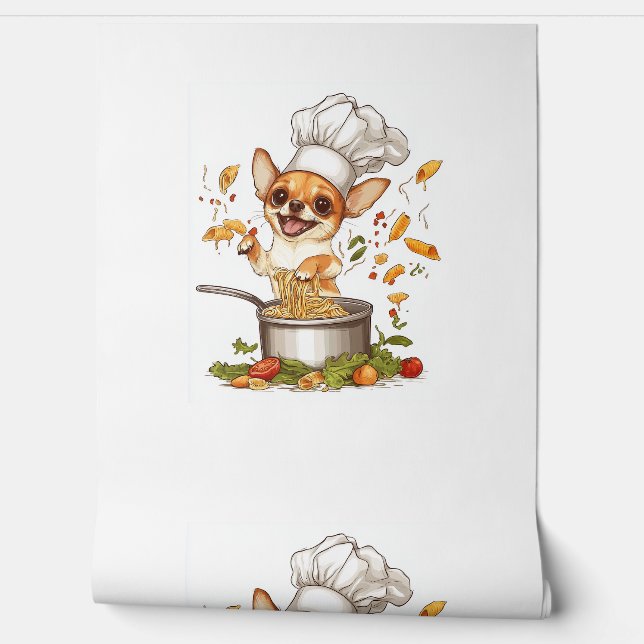 Chef Chihuahua – Culinaire hondenmeester Behang (Afrollen)