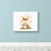 Chef Chihuahua – Culinaire hondenmeester Canvas Afdruk (Insitu (Houten vloer))