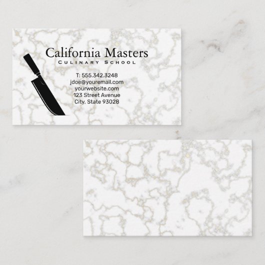 Chef Cleaver | Marmer Textuur Visitekaartje (Voorkant / Achterkant)