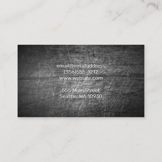 Chef Cleaver Steak icoon | Gekrabd metaal Visitekaartje (Achterkant)