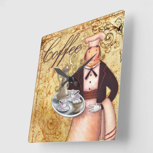 Chef Coffee Vierkante Klok (Hoek)