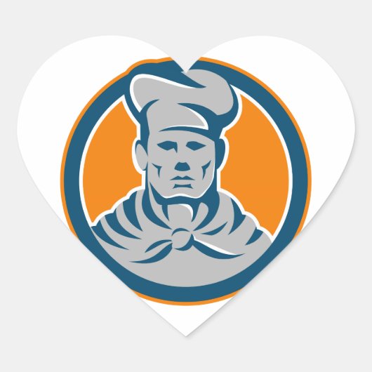Chef Cook Baker Pet Circle Retro Hart Sticker (Voorkant)