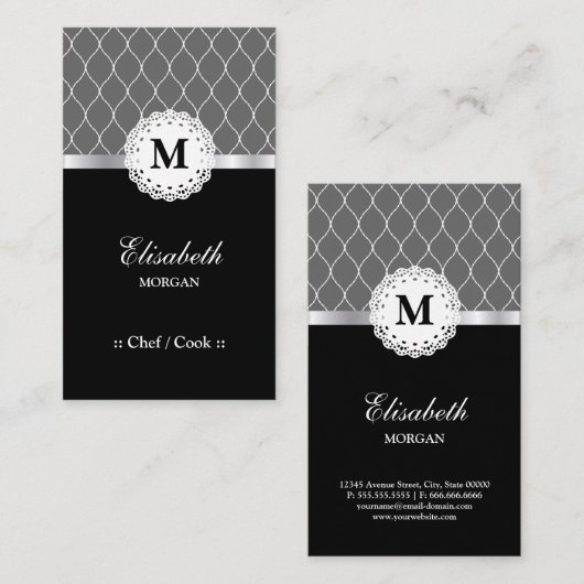 Chef / cook - Elegant Black Lace Pattern Visitekaartje (Voorkant / Achterkant)