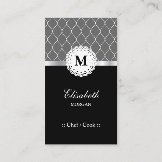 Chef / cook - Elegant Black Lace Pattern Visitekaartje (Voorkant)
