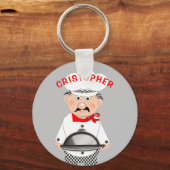 Chef Cook Funny Cute gepersonaliseerd Sleutelhanger (Voorkant)