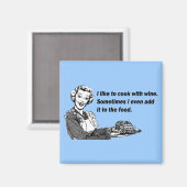 Chef & Cook Humor - Koken met Wijn Magneet (Voorkant / Achterkant)