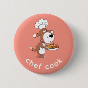 Chef Cook Schattige Funny Dog Puppy Cartoon Ronde Button 5,7 Cm