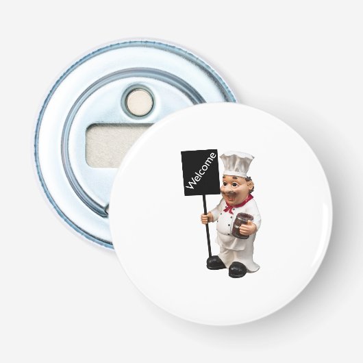 Chef cook - WELCOME-menukaart Button Flesopener (Voorkant)