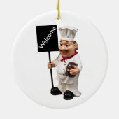 Chef cook - WELCOME-menukaart Keramisch Ornament (Achterkant)