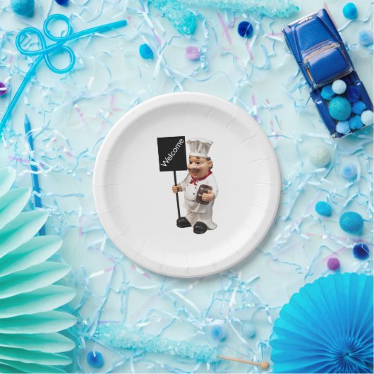 Chef cook - WELCOME-menukaart Papieren Bordje (Feest)