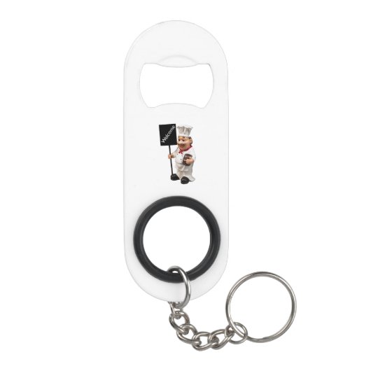 Chef cook - WELCOME-menukaart Sleutelhanger Flessenopener (Achterkant)