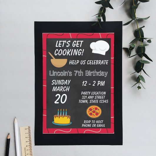 Chef Cooking Birthday Invitation Kaart