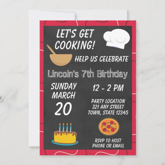 Chef Cooking Birthday Invitation Kaart (Voorkant)