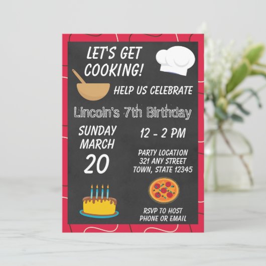 Chef Cooking Birthday Invitation Kaart (Staand voorkant)