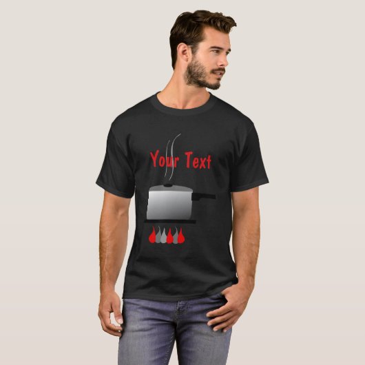 Chef Cooking Pot Mannen T-shirt zwart (Voorkant volledig)