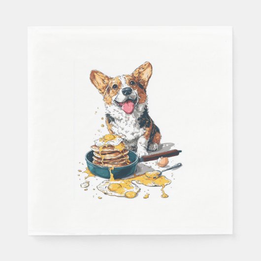 Chef Corgi - Grappige Koken Hond Servet (Voorkant)