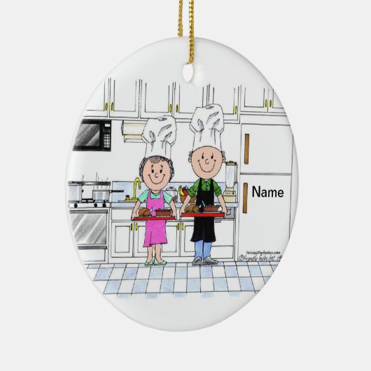 Chef Couple, met Pet Keramisch Ornament (Rechts)