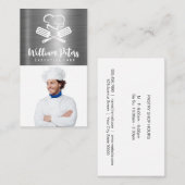 Chef | Culinaire Logo | Metalen achtergrond Visitekaartje (Voorkant / Achterkant)