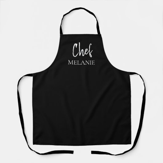 Chef Custom Name Modern Black Schort (Voorkant)