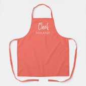 Chef Custom Name Modern Coral Schort (Voorkant)