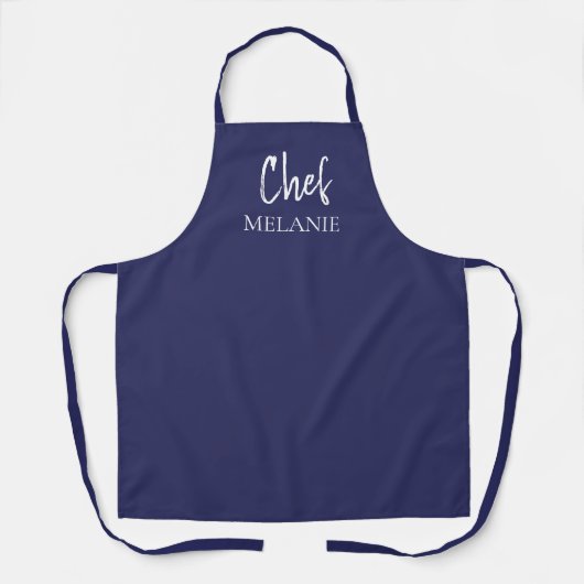 Chef Custom Name Modern Navy Blue Schort (Voorkant)