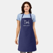 Chef Custom Name Modern Navy Blue Schort (Gedragen)